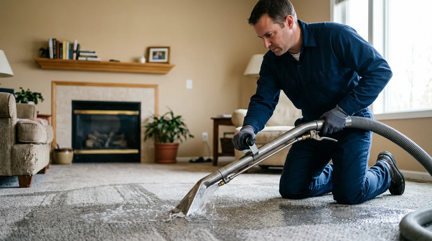 Water damage restoration technician working near Trenton, TN